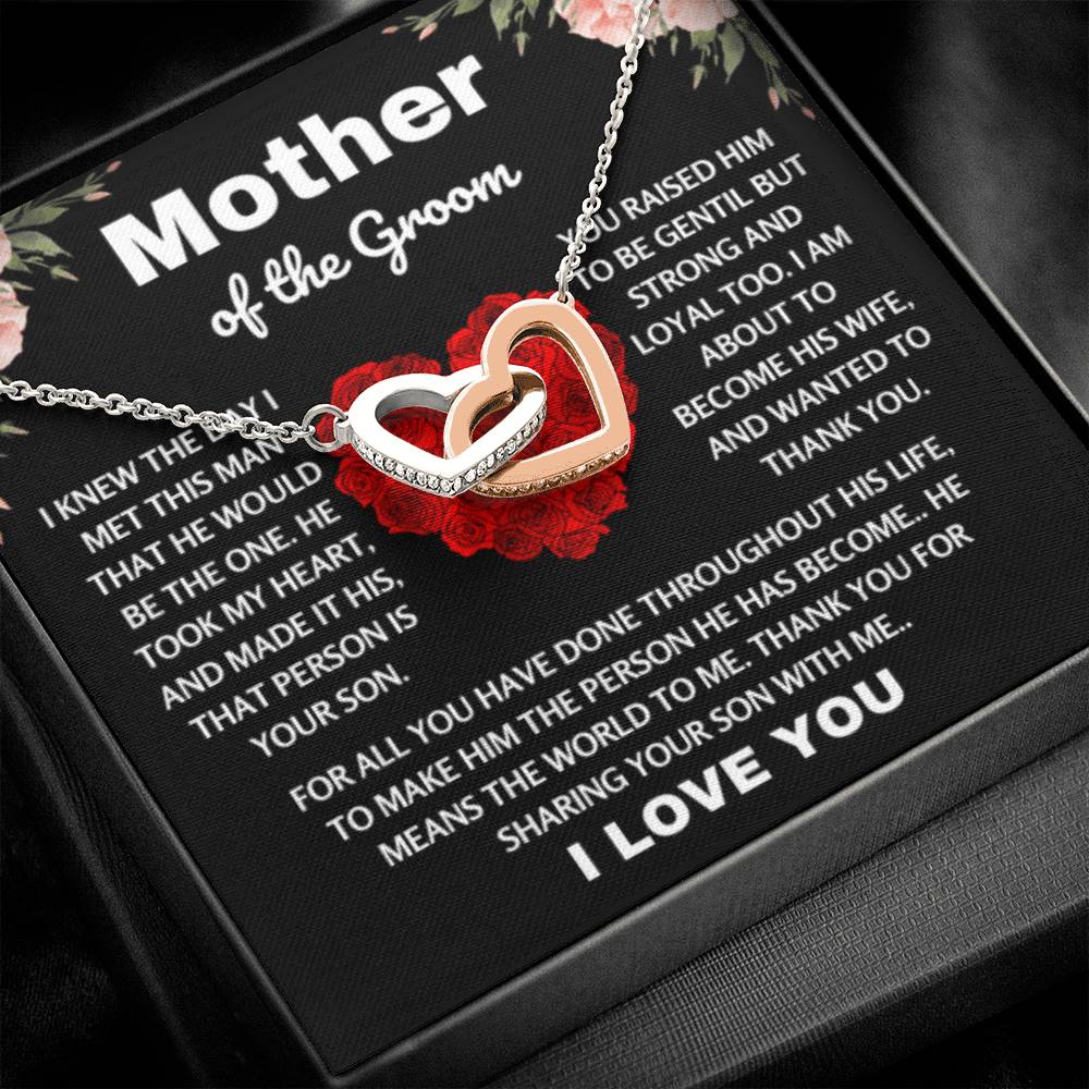 Mother of the Groom Gift - Thank you for sharing your son with me - Interlocking Hearts Necklace - Personalize Memories