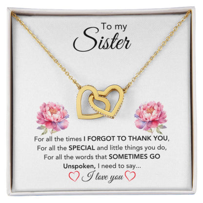 To My Sister Necklace - Thank You Gift for Sister - Interlocking Hearts Necklace - Personalize Memories