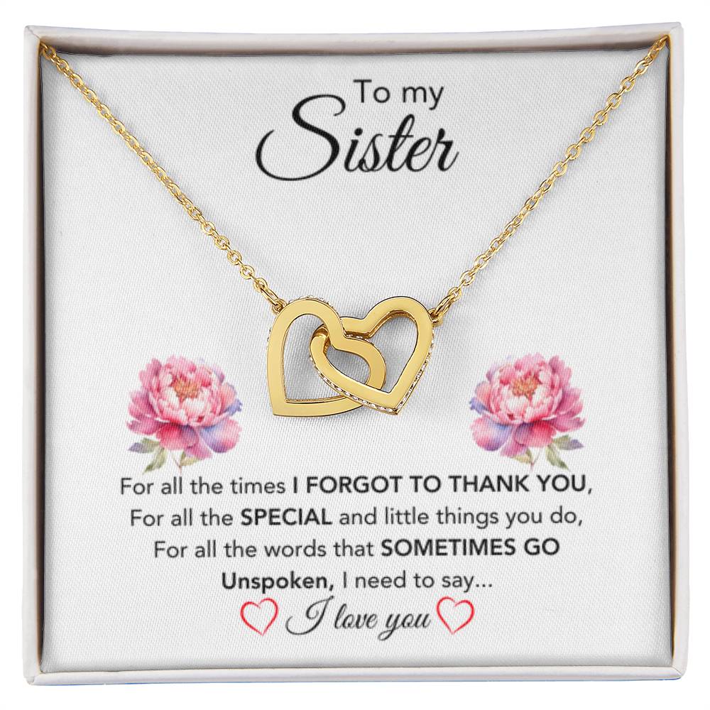 To My Sister Necklace - Thank You Gift for Sister - Interlocking Hearts Necklace - Personalize Memories