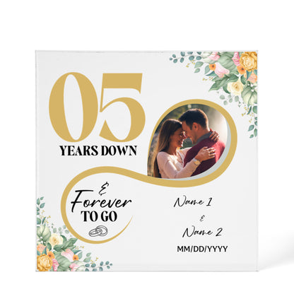 Personalized Acrylic Block, Custom Photo, Happy 5th Wedding Anniversary Gifts, Marriage Gifts, 5 Year Married Gift Wife Husband Present