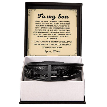 To My Son – Birthday, Christmas Jewelry from Mom – Men's Cross Bracelet - Personalize Memories