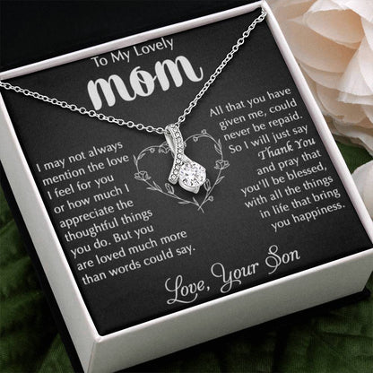 To My Lovely Mom - Thank You - Alluring Beauty Necklace - Best Gift For Mom From Son - Personalize Memories