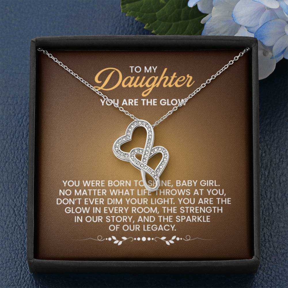 To My Daughter Necklace – You are the glow – Heart-to-heart Pendant Necklace - Personalize Memories