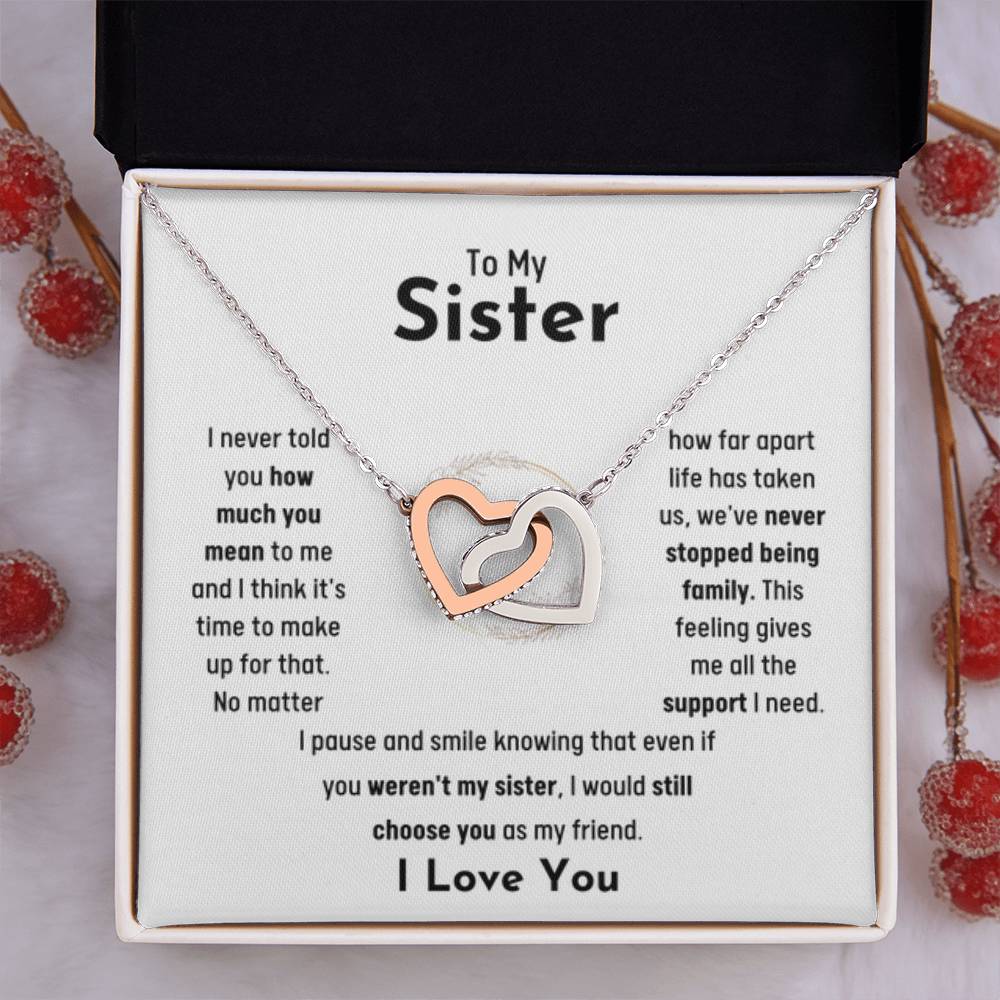 To My Sister - Interlocking Hearts Necklace - Jewelry Gift for Sister - Personalize Memories