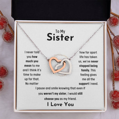 To My Sister - Interlocking Hearts Necklace - Jewelry Gift for Sister - Personalize Memories