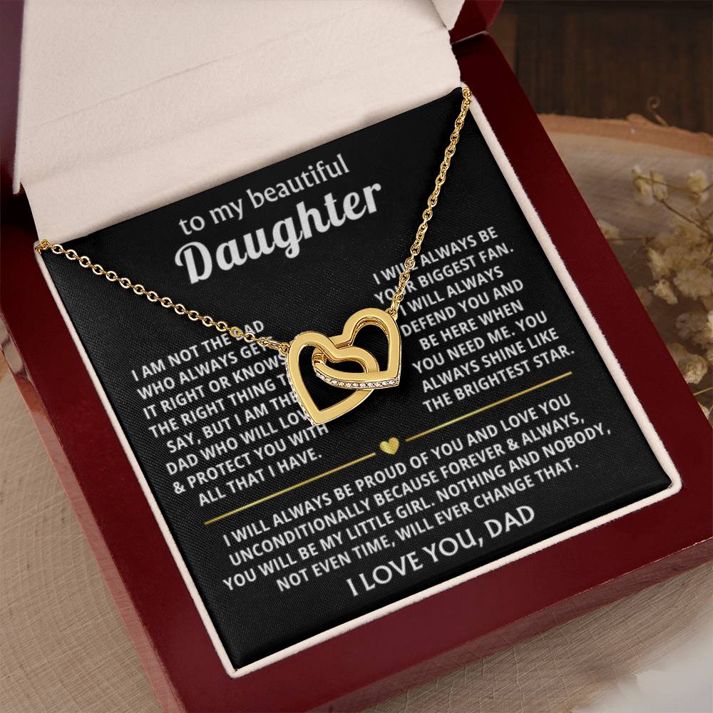 To My Daughter - I will always be proud of you - Alluring Beauty Necklace Gift from Dad - Interlocking Hearts Necklace - Personalize Memories