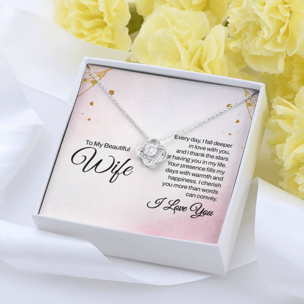 To My Wife Necklace - Holiday & Valentine’s Day Gift from Husband - Love Knot Necklace - Personalize Memories