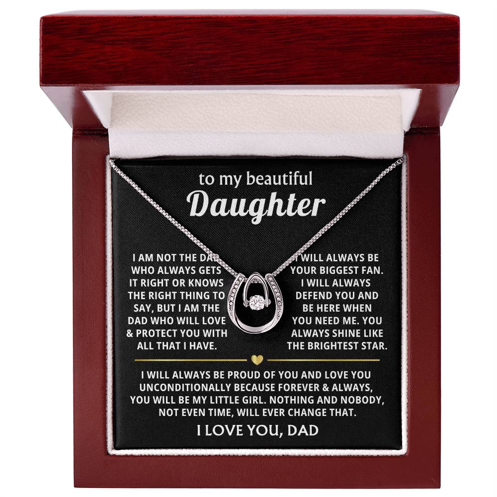 To My Daughter Necklace - Best Surprise Gift for Daughter from Dad for Graduation, Birthday & Christmas - Lucky In Love Necklace - Personalize Memories