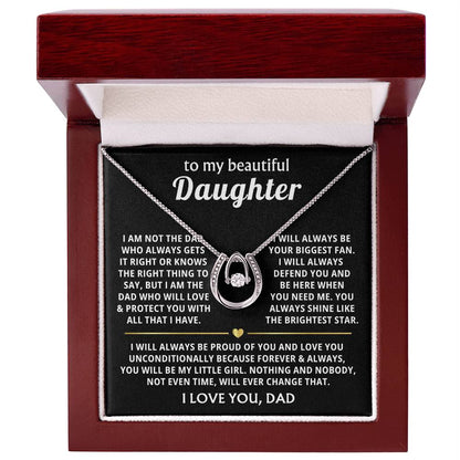 To My Daughter Necklace - Best Surprise Gift for Daughter from Dad for Graduation, Birthday & Christmas - Lucky In Love Necklace - Personalize Memories