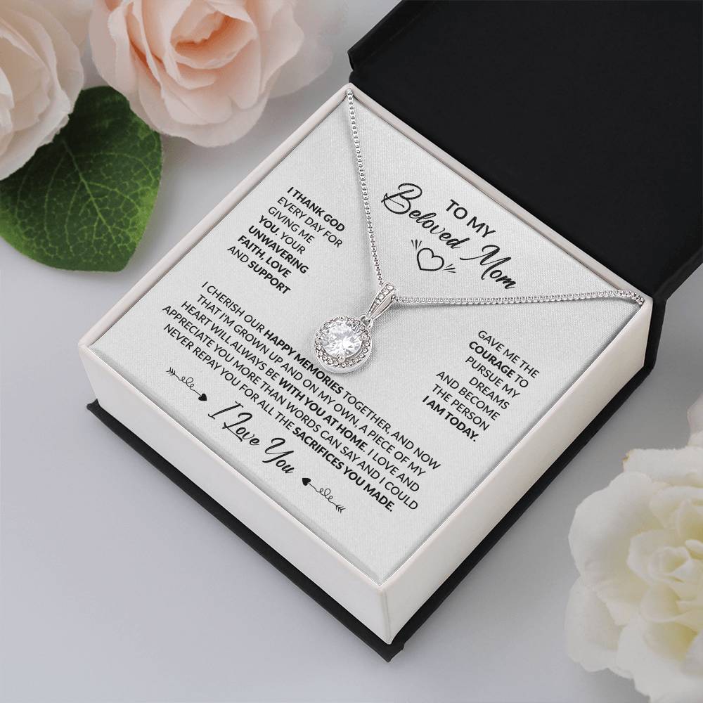To My Beautiful Mom - I Thank God Every Day for Giving Me You - Eternal Hope Necklace - Personalize Memories