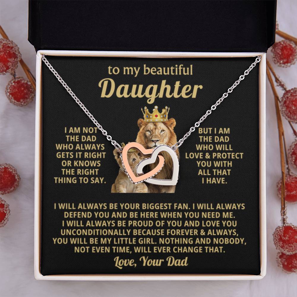 To My Daughter Necklace - I will always be your biggest fan - Gift for Daughter from Dad - Interlocking Hearts Necklace - Personalize Memories