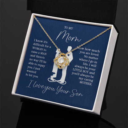 To My Mom - I will always be your little boy - Love Knot Necklace - Best Gift for Mom from Son - Personalize Memories