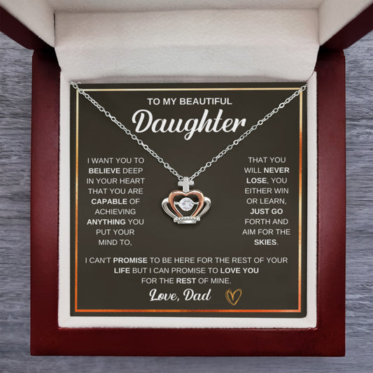 To My Daughter Necklace - Heartfelt Christmas Surprise from Dad - Crown Pendant Necklace - Personalize Memories