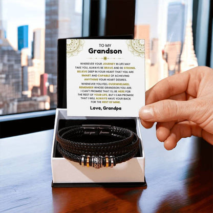 To My Grandson - Gift for Grandson from Grandpa - Never forget that I love you - Love You Forever Bracelet - Personalize Memories