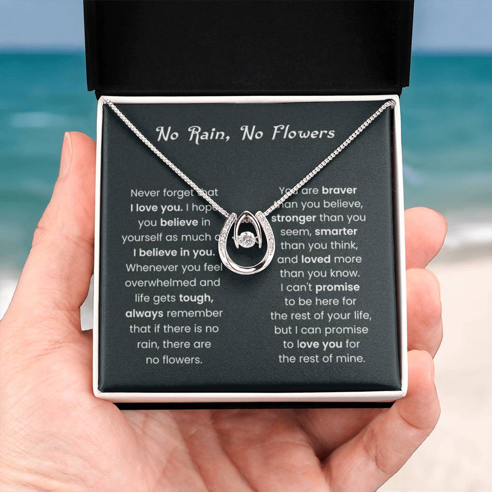 No Rain, No Flowers Gift for Her - Lucky In Love Necklace - Personalize Memories