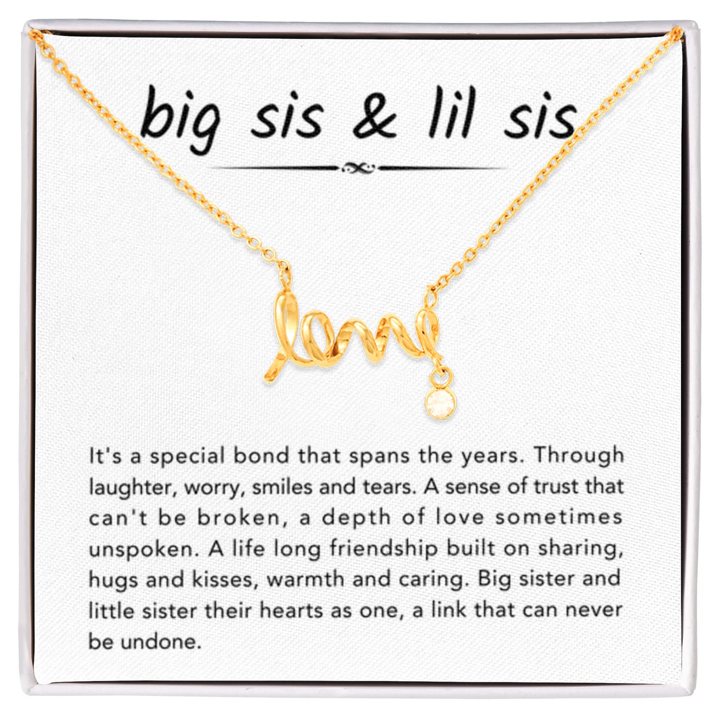 Big Sister & Little Sister Necklace - It's a special bond that spans the years - Gift for Sister - Scripted Love Necklace - Personalize Memories