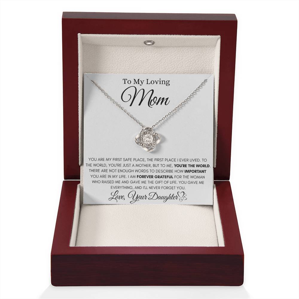 To My Loving Mom - I'm Forever Grateful - Love Knot Necklace Gift from Daughter - Personalize Memories