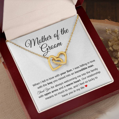 Mother of the Bride Present from Son In Law - Our relationship means so much to me - Interlocking Hearts Necklace - Personalize Memories