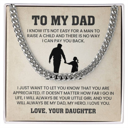 To My Dad Gift from Daughter - Cuban Link Chain - Personalize Memories