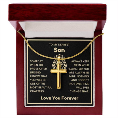 To My Dearest Son Necklace - Gift for Son - Always keep me in your heart - Artisan Cross Necklace - Personalize Memories