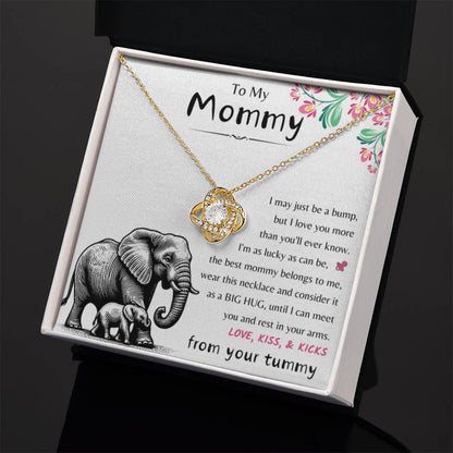 To My Mommy - Love Kiss & Kicks from Your Tummy - Love Knot Necklace - New Mom Gift - Personalize Memories