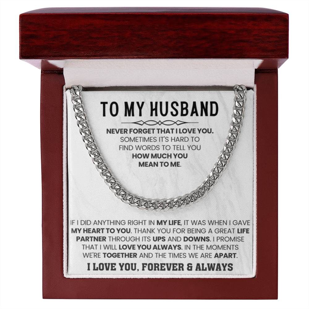 Husband Jewelry Gift from Wife – Cuban Link Chain – Anniversary & Valentine’s Day - Personalize Memories
