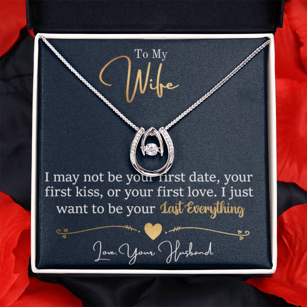 To My Wife Necklace - Emotional Husband-to-Wife Gift for Anniversary, Birthday & Valentine’s Day - Lucky In Love Necklace - Personalize Memories