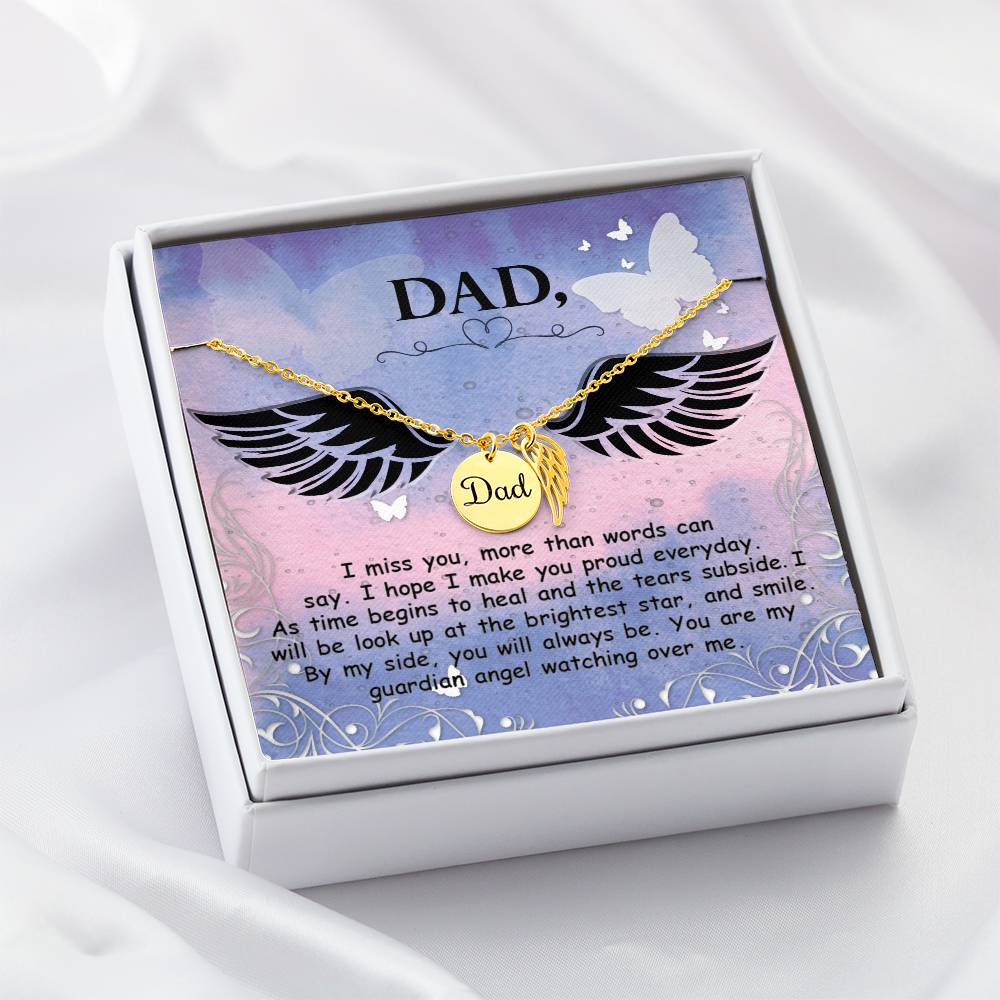 Angel Wing Dad Necklace Gift from Heaven - Father Sympathy Gift