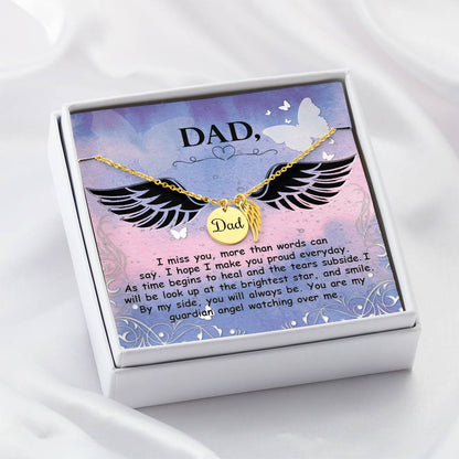 Angel Wing Dad Necklace Gift from Heaven - Father Sympathy Gift