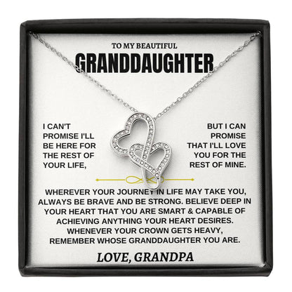 To My Beautiful Granddaughter - I'll Love You For The Rest Of Mine - Heart-to-heart Necklace - Gift for Granddaughter from Grandpa - Personalize Memories