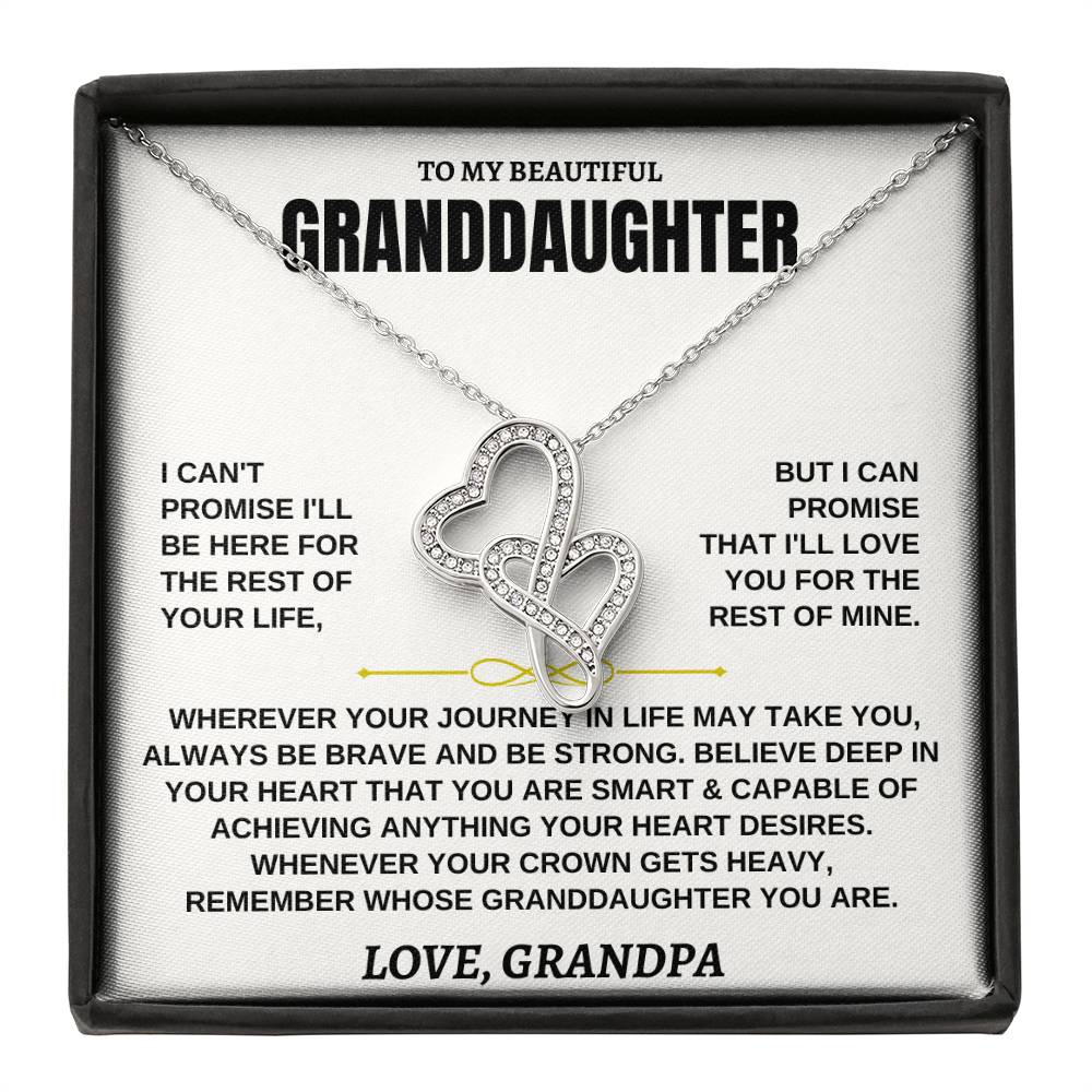 To My Beautiful Granddaughter - I'll Love You For The Rest Of Mine - Heart-to-heart Necklace - Gift for Granddaughter from Grandpa - Personalize Memories