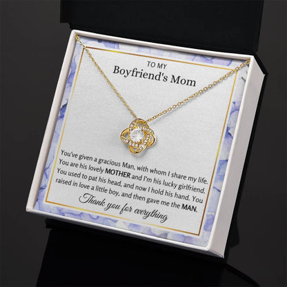 To My Boyfriend's Mom - My man raised be a queen - Love Knot Necklace - Gift for BF's Mom - Personalize Memories