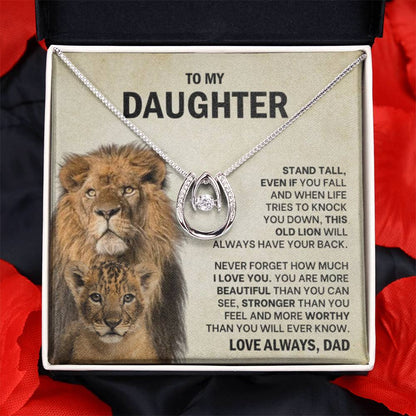 To My Daughter Necklace - Stand Tall - Daughter Present from Dad - Lucky In Love Necklace - Personalize Memories