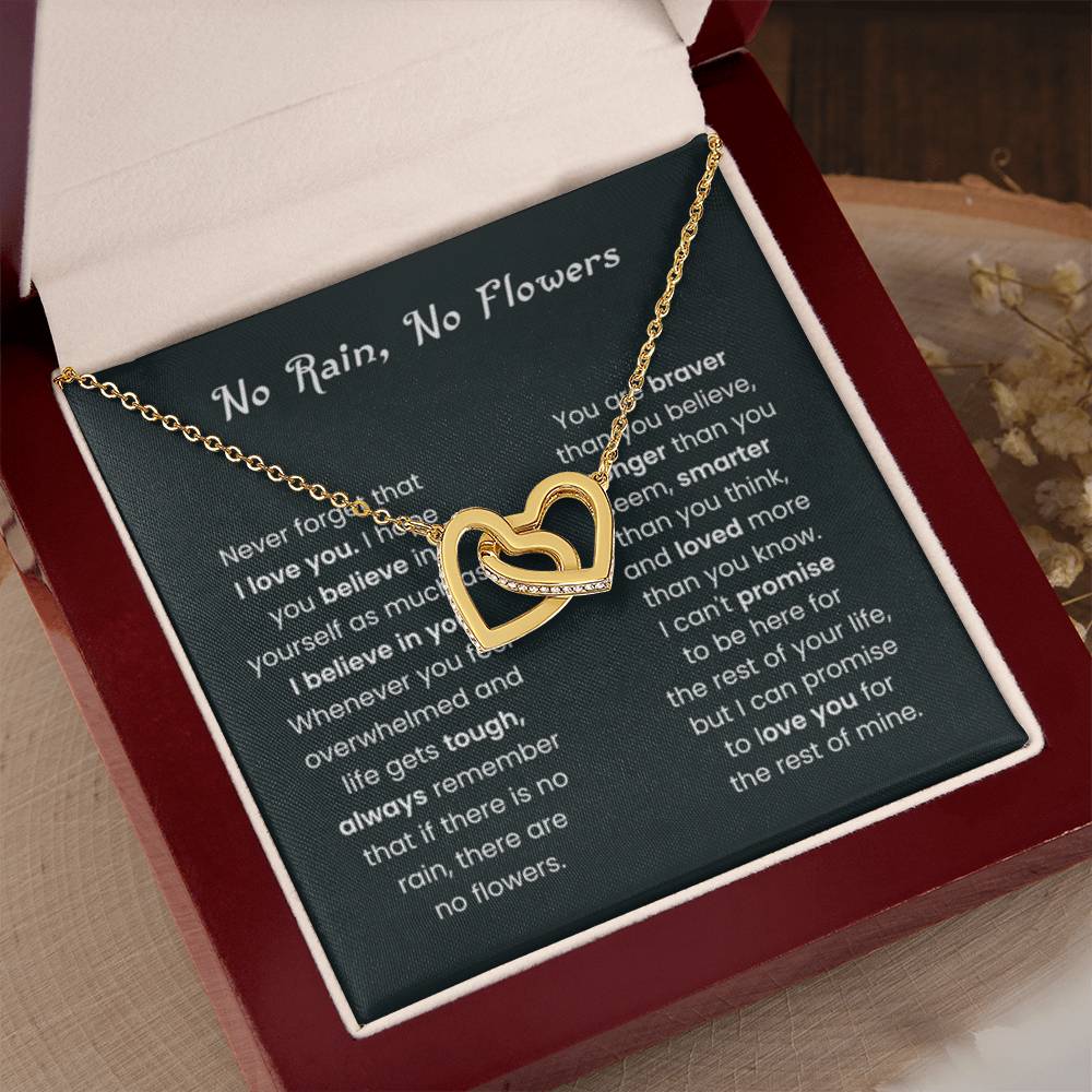 No Rain, No Flowers Gift for Her - Interlocking Hearts Necklace - Personalize Memories