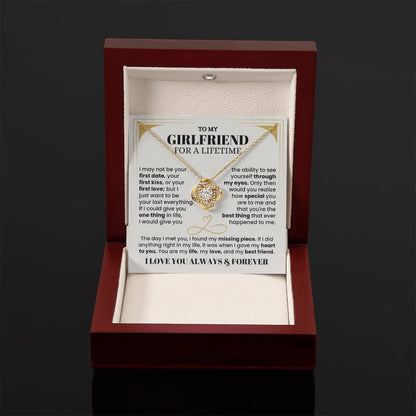 To My Girlfriend Necklace - Soulmate Jewelry Gift for Valentine’s Day, Birthday - Love Knot Necklace - Personalize Memories
