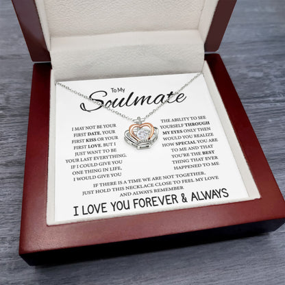 To My Soulmate Necklace - Best Soulmate Gift for Valentine’s Day & Everyday Romance - Crown Pendant Necklace - Personalize Memories