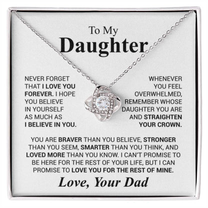 To My Daughter Necklace - Heartwarming Gift from Dad for Daughter’s Birthday & Meaningful Achievements - Love Knot Necklace - Personalize Memories