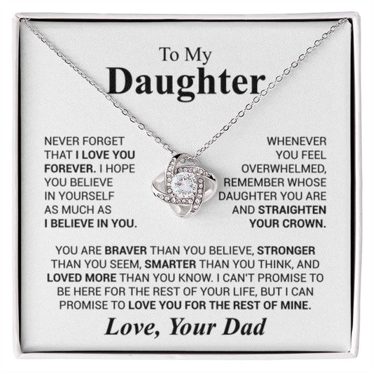To My Daughter Necklace - Heartwarming Gift from Dad for Daughter’s Birthday & Meaningful Achievements - Love Knot Necklace - Personalize Memories