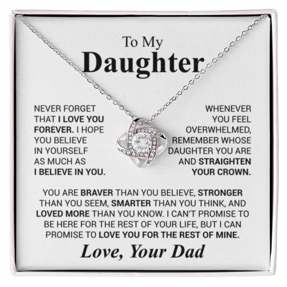 To My Daughter Necklace - Heartwarming Gift from Dad for Daughter’s Birthday & Meaningful Achievements - Love Knot Necklace - Personalize Memories