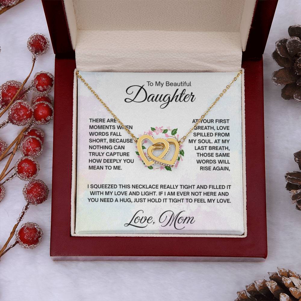 To My Daughter Necklace – Daughter Graduation & Birthday Present from Mom – Interlocking Hearts Necklace - Personalize Memories
