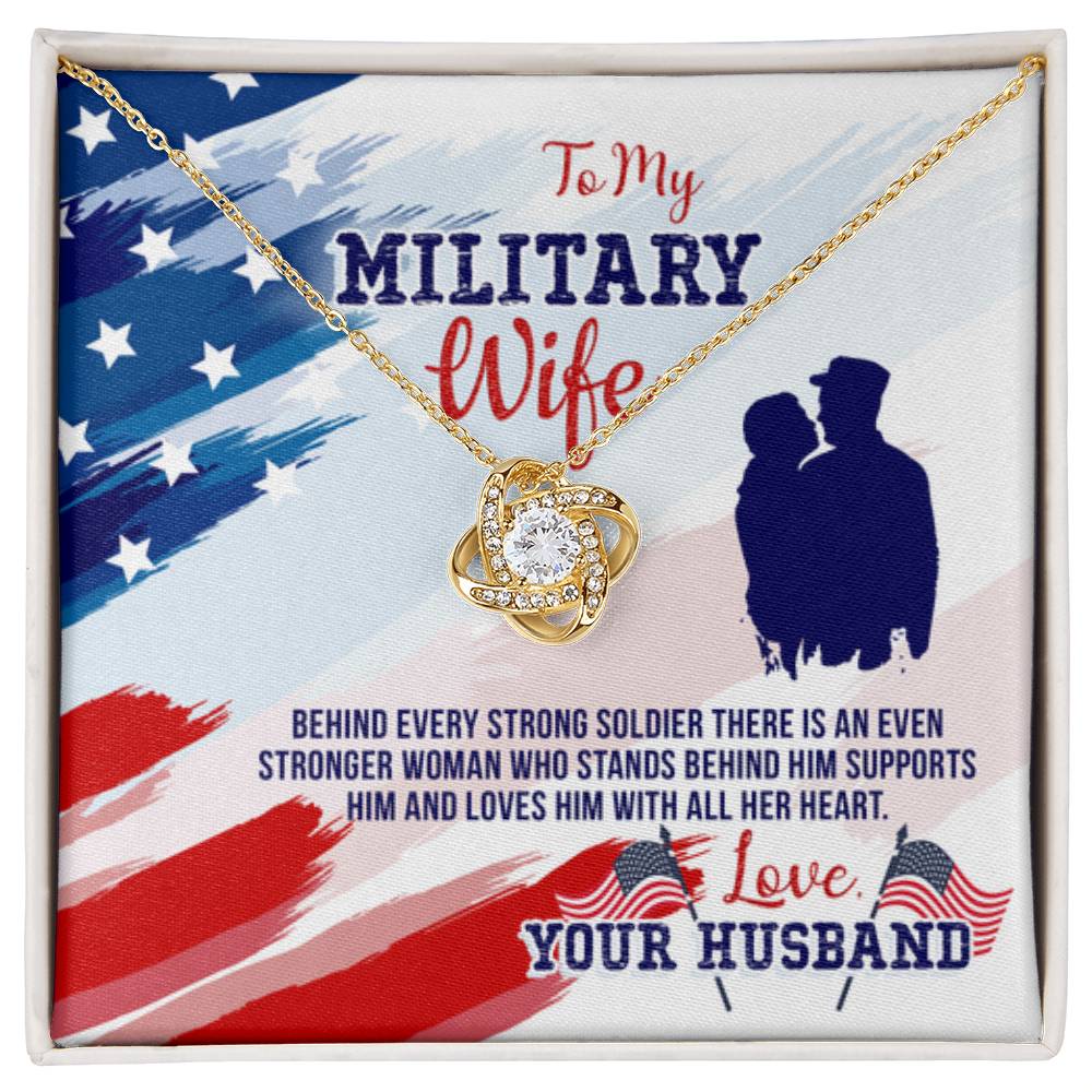 To My Military Wife Gift from Husband - Love Knot Necklace - Personalize Memories