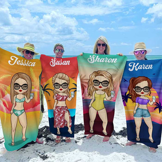 Tropical Summer Sunset - Personalized Beach Towel | Gift for Bestie - Personalize Memories