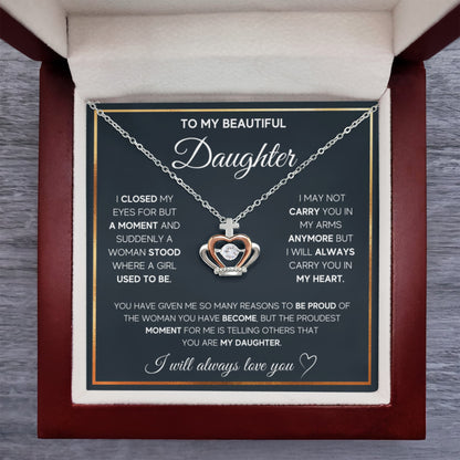 To My Daughter Necklace – Daughter Gift for Valentine’s and Graduation – Crown Pendant Necklace - Personalize Memories