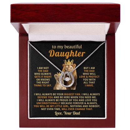 To My Daughter Necklace - Gift from Dad for Birthday, Graduation & Proud Dad Moments - Lucky In Love Necklace - Personalize Memories