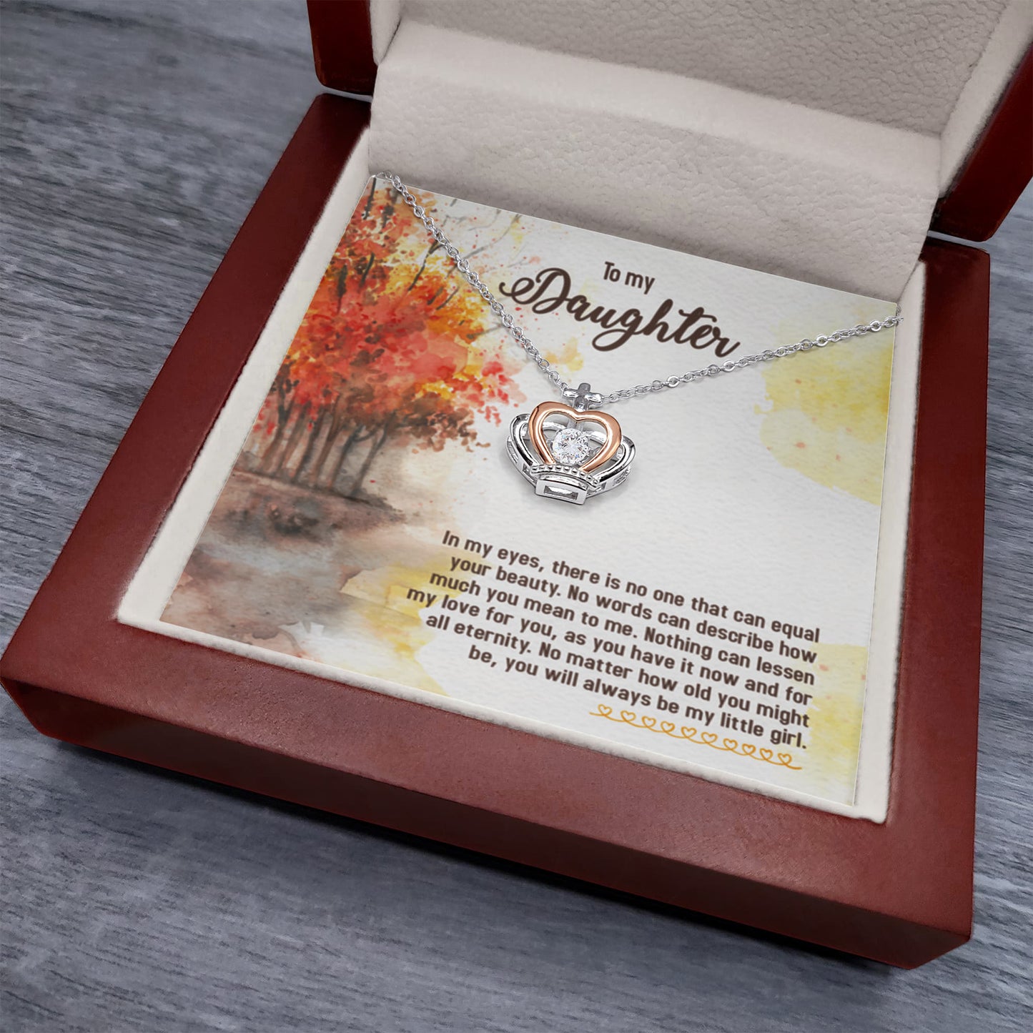 To My Daughter Necklace – Daughter Birthday & Graduation Jewelry Surprise – Crown Pendant Necklace - Personalize Memories