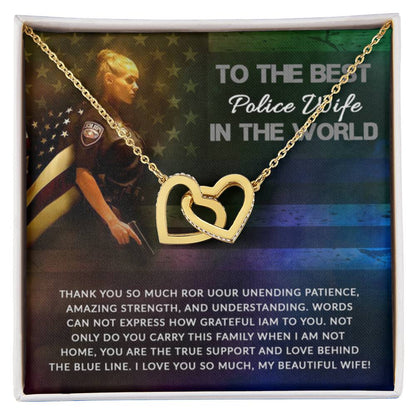 To My Beautiful Police Wife - Interlocking Hearts Necklace - Personalize Memories