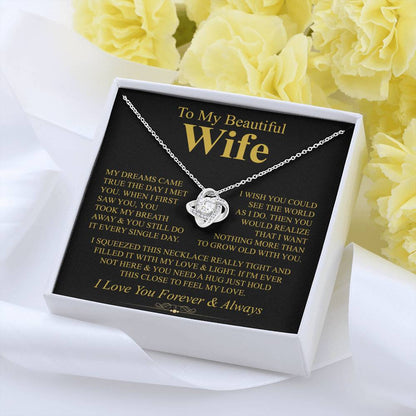To My Beautiful Wife - I Love You Forever & Always - Love Knot Necklace Gift for Her - Personalize Memories