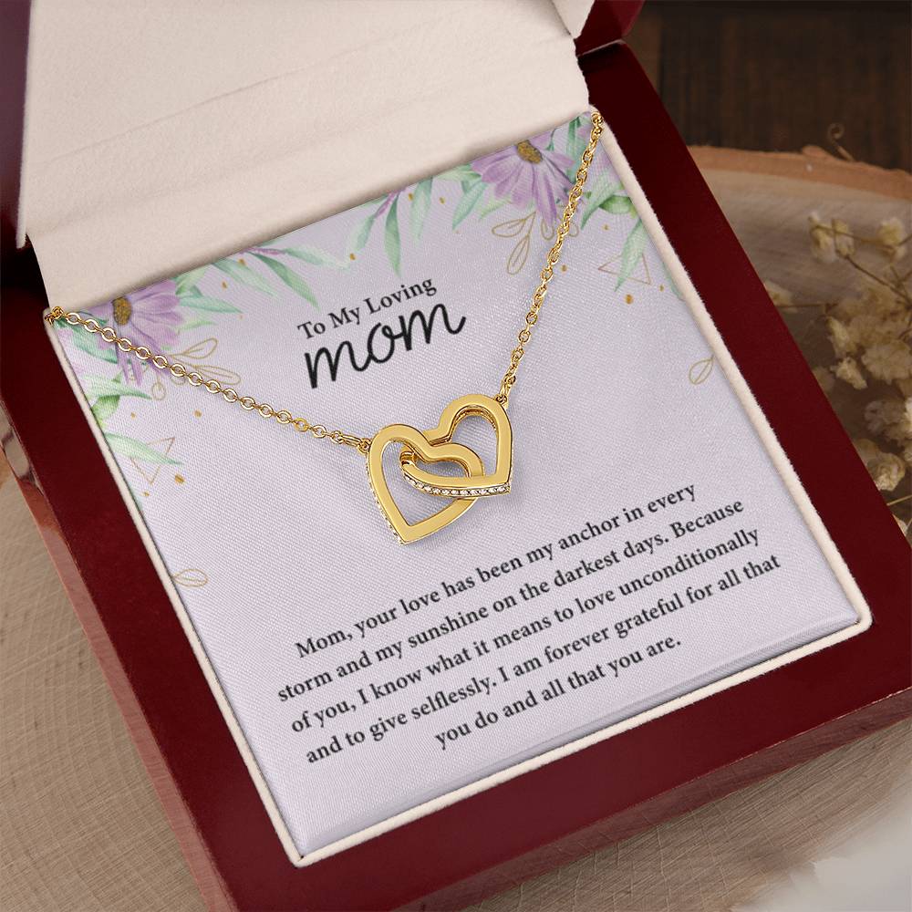 To My Loving Mom - Interlocking Hearts Necklace - Best for Birthday, Christmas & Mother's Day - Personalize Memories