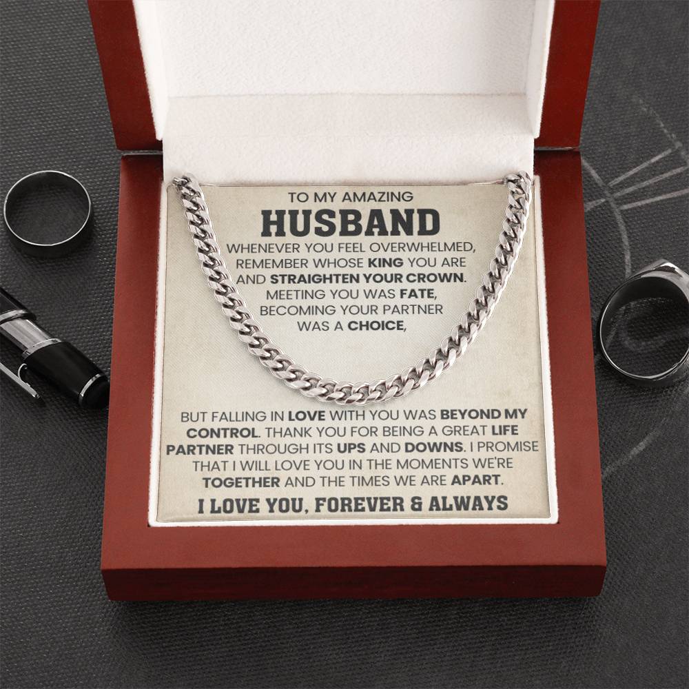 Cuban Link Chain for Him - Husband Birthday & Anniversary Gift from Wife - Personalize Memories