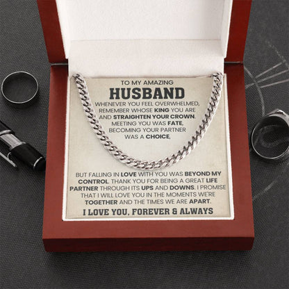 Cuban Link Chain for Him - Husband Birthday & Anniversary Gift from Wife - Personalize Memories